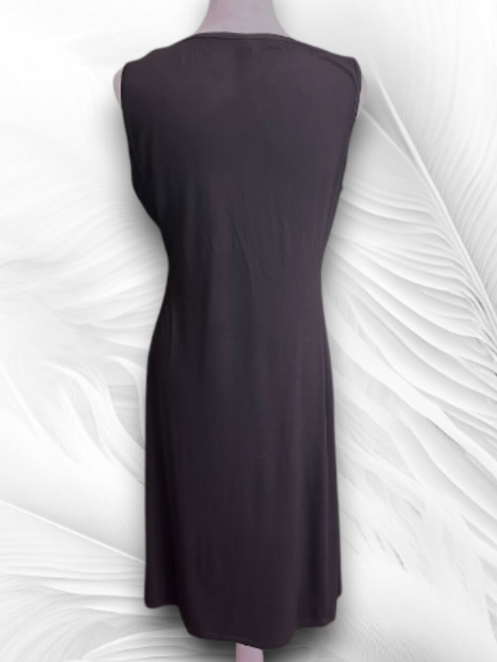 Elegant Black Sleeveless Midi Dress Pleated Waist Minimalist Women Size M New - Picture 3 of 9